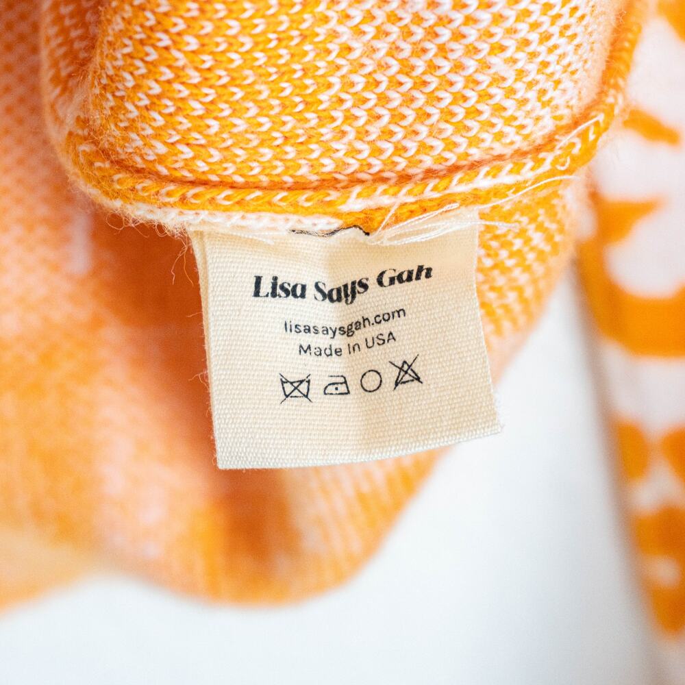 Lisa Says Gah x KJP Paisley Polo Sweater knit orange white sz M/L - Picture 9 of 12